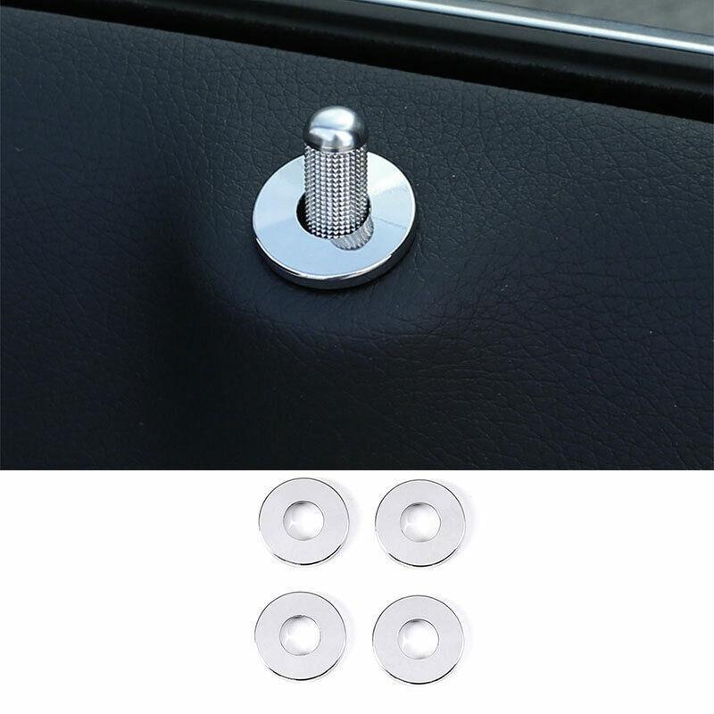 Silver Aluminum Inner Door Lock Down Bolt Ring Trim For Benz C-Class 2015-