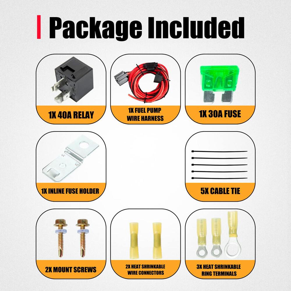 Universal For 12V Car Electric Fuel Pump Relay Kit Fuel Pump Wiring Harness Kit