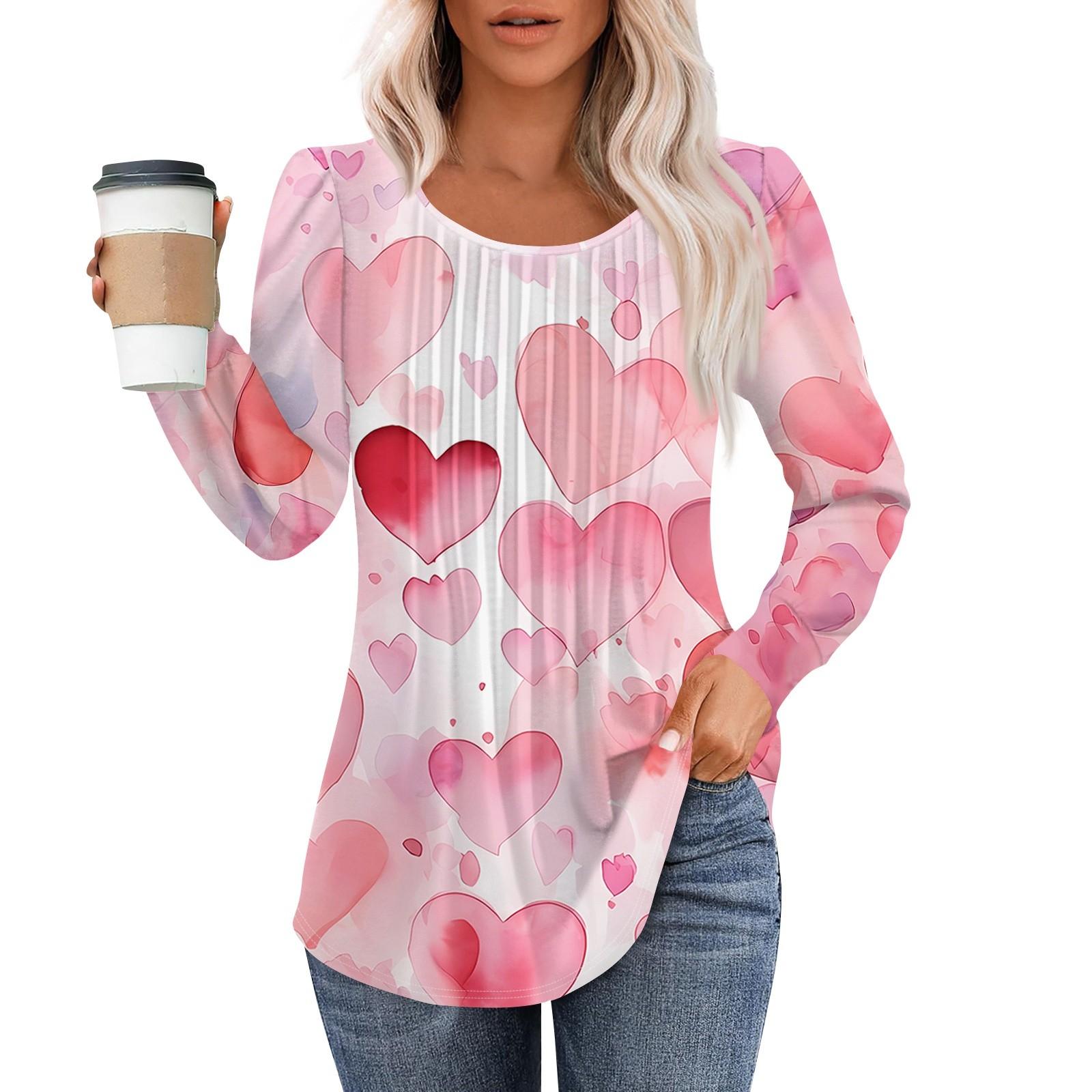 

Рубашки с длинным рукавом для женщин, топы, нарядные повседневные блузки, плиссированные топы-туники с круглым вырезом XXL киноварь