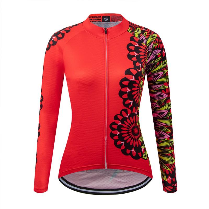 Womens Long Sleeve Cycling Jersey Breathable Quick Dry Mountain Road Bike Top
