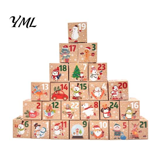 Christmas Countdown Blind Box 24 Pcs DIY Advent Calendar Boxes, Days Gift Box, Party Favor Containers Empty Cardboard Number To Fill for Adults, Kids,
