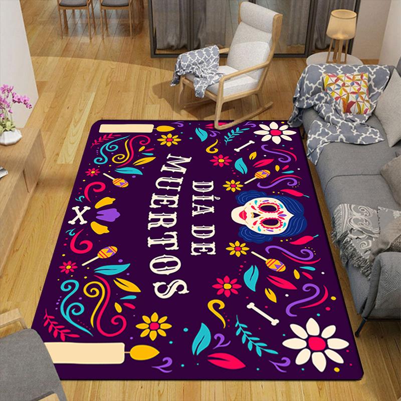 Dia de Muertos Rug Floor Mat for Living Room or Bedroom Soft and Comfortable Carpet a Gift for Birthday and Holiday.MFF0918042