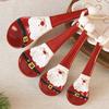 4pcs Santa Claus Ceramic Spoons, Baking Measuring Scoops with Graduations for Salt, Sugar Seasoning and Soups, 3D Embossed Design