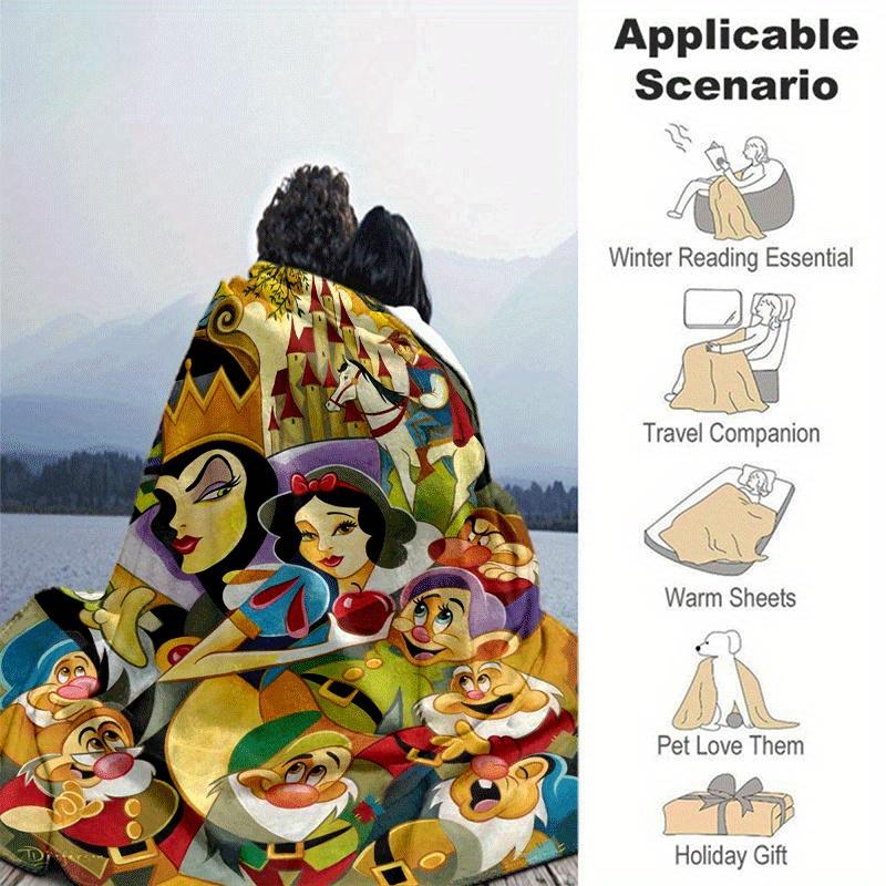 1pc Snow White and The Seven Dwarfs Printing Blanket - Soft, All-Season Throw for Office Blanket, | Personalized Gift with Adorable Cartoon Design