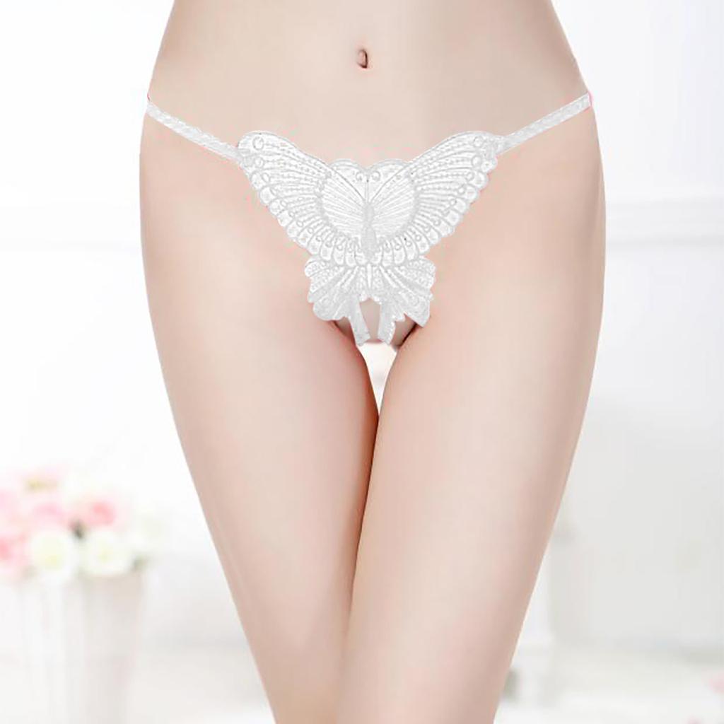 Women's Fashion Transparent Lace Butterfly Sexy Panties Thong Solid  Color