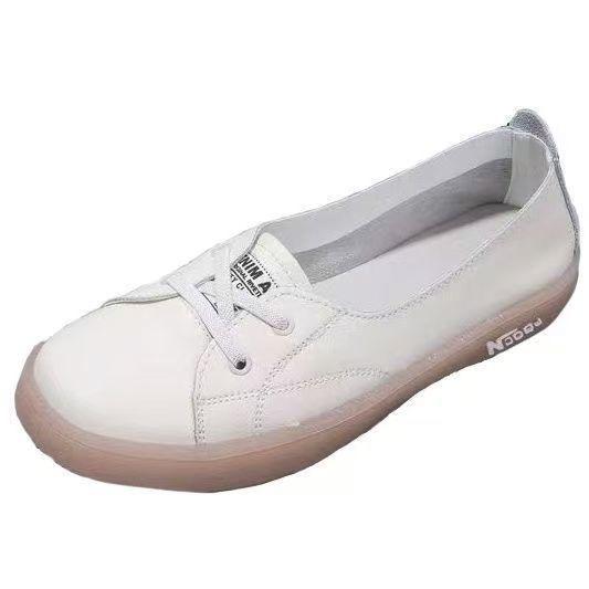 Soft leather new flat-bottomed soft-soled casual sports non-slip shallow-mouth single shoes in autumn