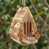 Teardrop Shaped Wood Butterfly Bee House Rustic Insect Feeder House  Yard Decor