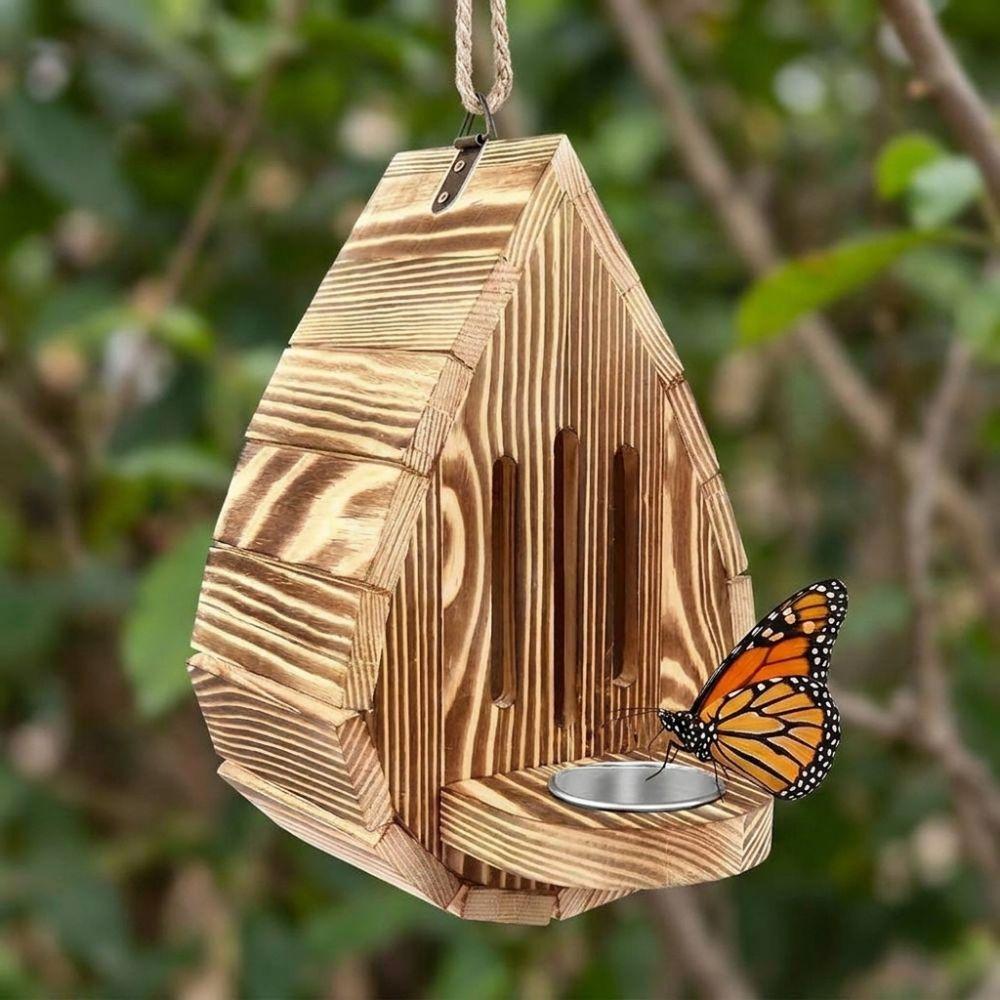 Teardrop Shaped Hanging Butterfly Feeder Rustic Insect Feeder House  Outdoor Garden Use