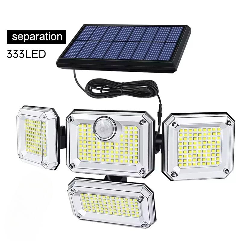 333 LED Solar Outdoor Light with 270° Turn-around IP65 Waterproof Motion Sensor Human Body Sensing Garden Solar Wall Light