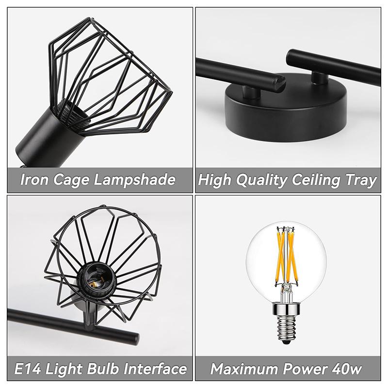 4-head Chandelier E14 Socket Track Light Dining Room LED Ceiling Pendant Lamp for Living Room Kitchen Hallway Spot Led Lighting
