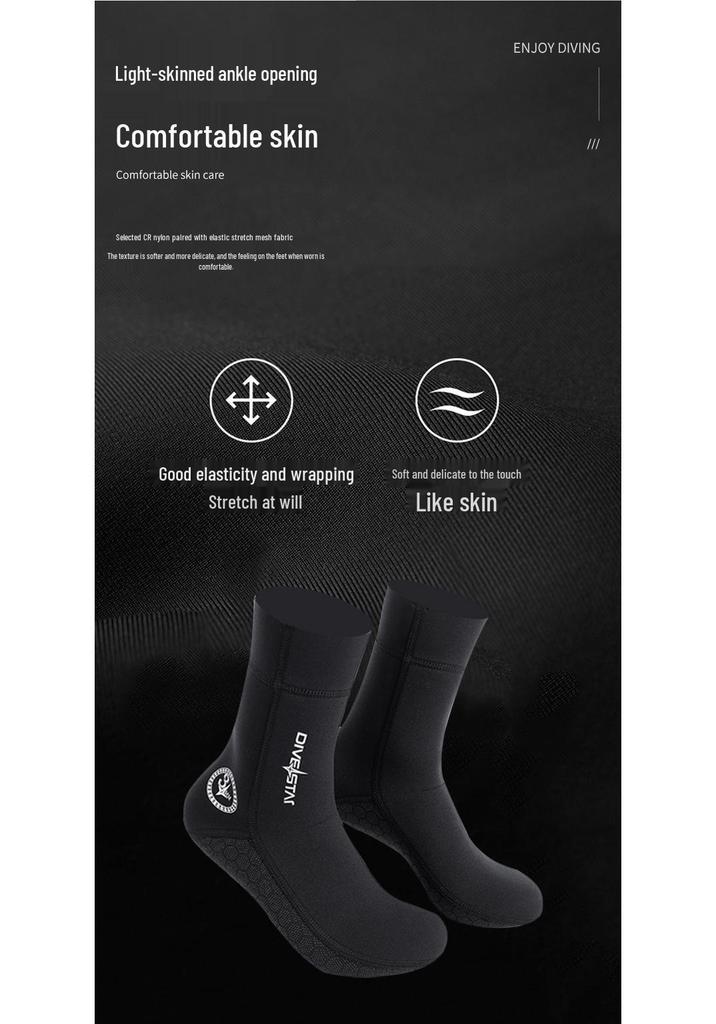 3/5mm Mid-Calf Thickened Diving Socks - Non-Slip, Quick-Drying, Wear-Resistant Beach Sock Covers for Snorkeling, Surfing, Swimming, and Water Sports