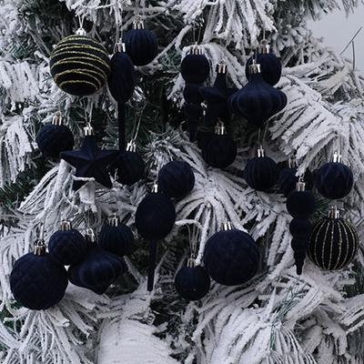 24Pcs Colorful Flocking Christmas Ball Shatterproof Decorative Pentagram Christmas Ball Reusable Christmas Spheres Pendant