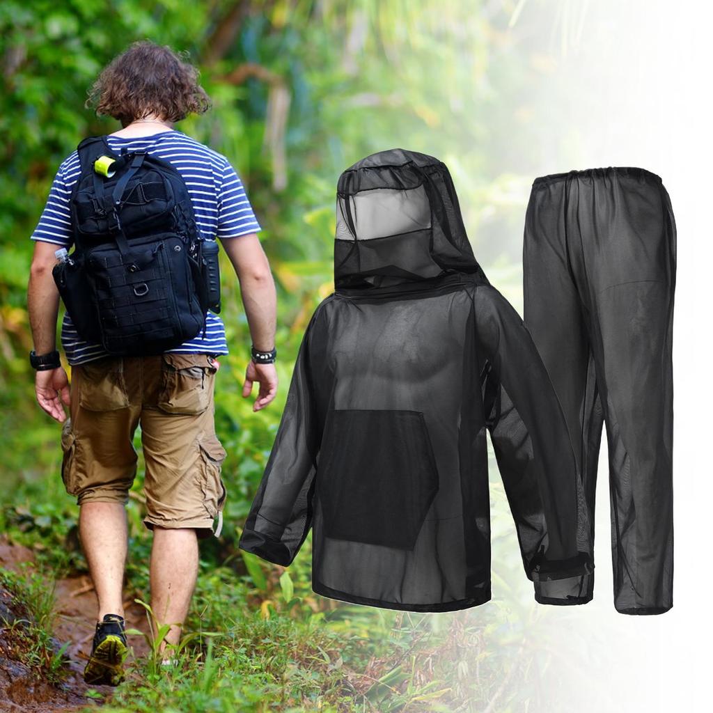 Outdoor Fly Net Shirt Mesh Hooded Bug Jacket Mesh Bee Suit for Beekeepers Shield Barrier Protection Repeller Wearable Guard