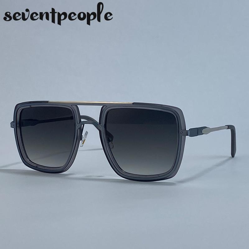 Steampunk Oversized Square Sunglasses Men  Luxury Brand Vintage Metal Outdoor Sun Glasses Trendy Double Beam Shades For Male