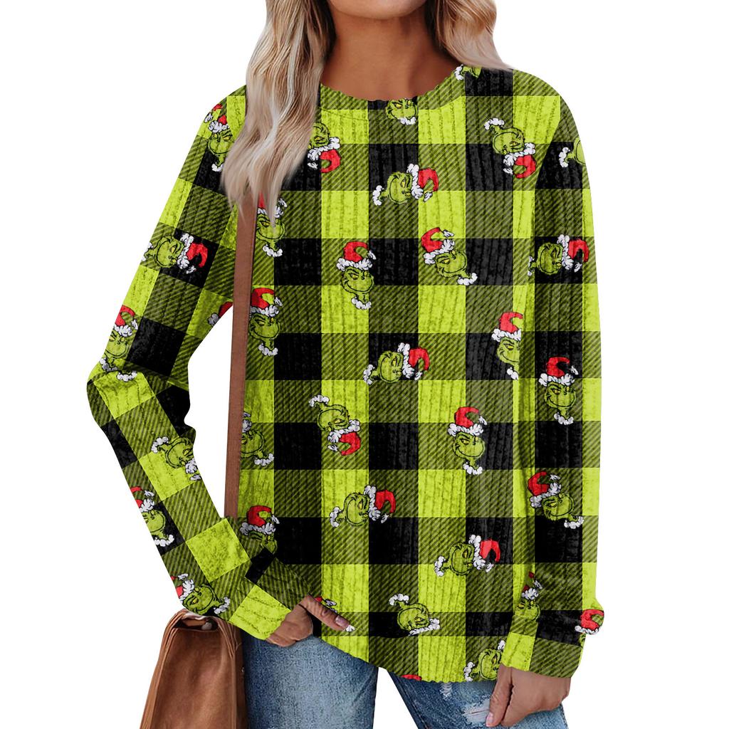 Women's Printed Lightweight Brushed-Cotton Round Neck Top