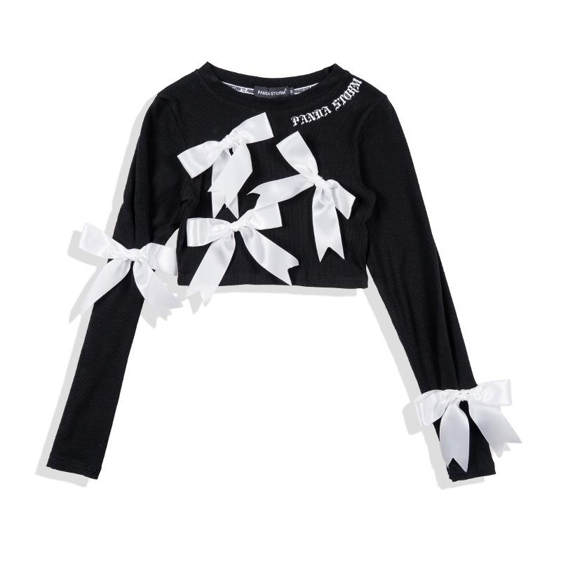 Ținută de Dans Jazz pentru Copii: Set Tricou cu Mânecă Lungă și Pantaloni cu Fundă Dulce și Cool pentru Spectacole pe Stradă