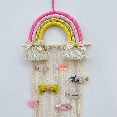Organizzatore per fermagli e fasce per capelli arcobaleno bohémien con decorazione da parete per bambini