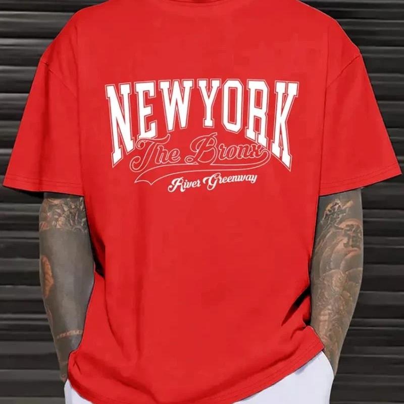 New York Print Herren Rundhals Kurzarm T-Shirt Mode Slim Fit T-Shirt Top Für Frühling Sommer Urlaub