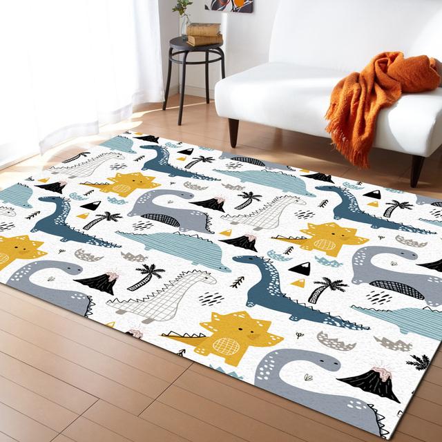 Cartoon Dinosaur Carpets for Living Room Home Decor Children's Room Anti-slip Crawling Mat Bedroom Bedside Foot Pad Doormat