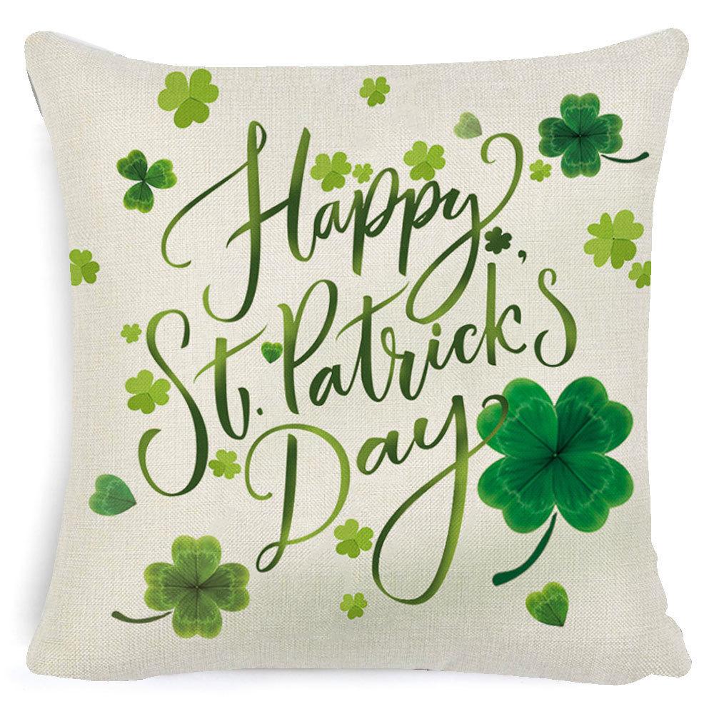 St. Patrick's Day European Holiday Four-leaf Clover Cushion Pillow Case Office Lumbar Support