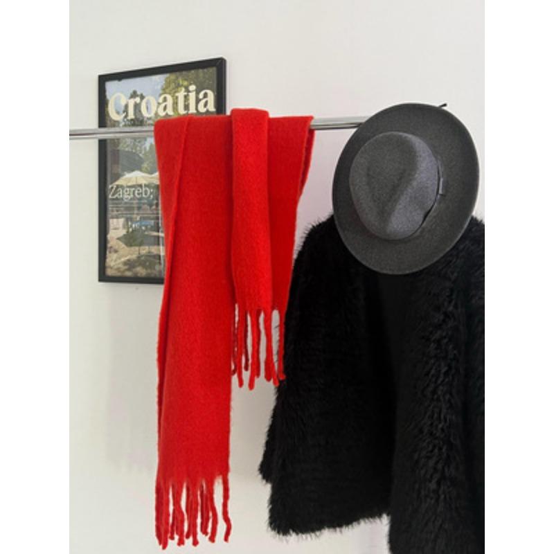 Thickened warm scarf women's winter versatile wool scarf soft waxy lengthened new shawl sense of quality