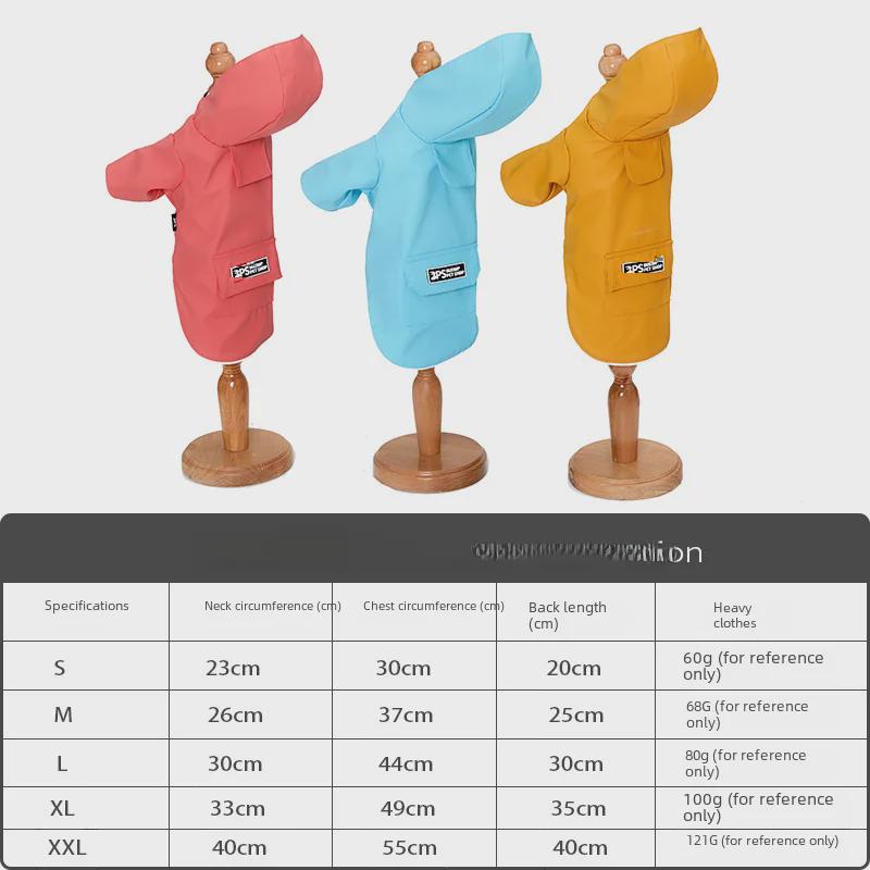 Hooded Waterproof Four-Legged Raincoat for Small Dogs