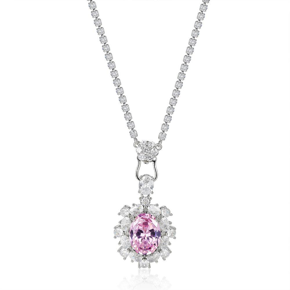 Wish hot sale colored treasure sunflower pendant flash high carbon diamond necklace exaggerated heavy industry stud earrings ring set