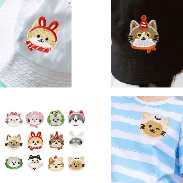 12 Pcs Cats Iron on Patches Cartoon Animal Repair Patches Kitten Sewing Patches for Clothing Jeans Hat Backpacks