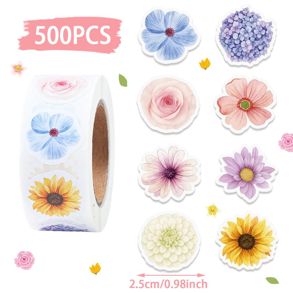 Spring Wild Flower Stickers Happy Birthday Party Decorations Kids Girls Favors Gift Bottle Stickers Wedding Baby Shower Supplies