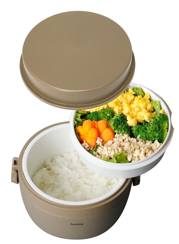 CB JAPAN Insulated Lunch Box [Rice Container 460ml][Side Dish Container 405ml] Beige Stainless Steel Vacuum Insulated Lunch Jar Holms