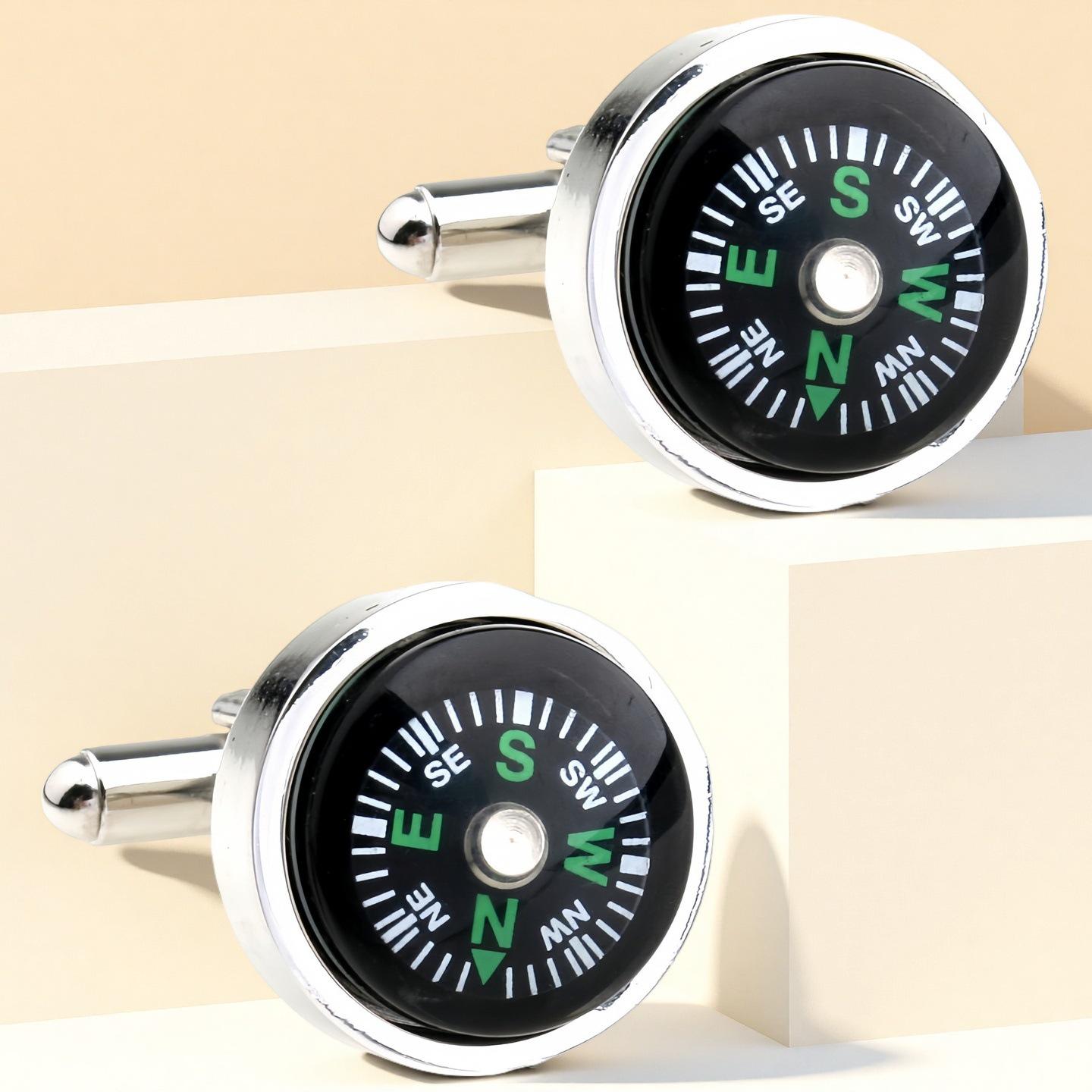 Multifunktionale Zahnrad- und Kompass-Manschettenknöpfe mit Thermometer K9
