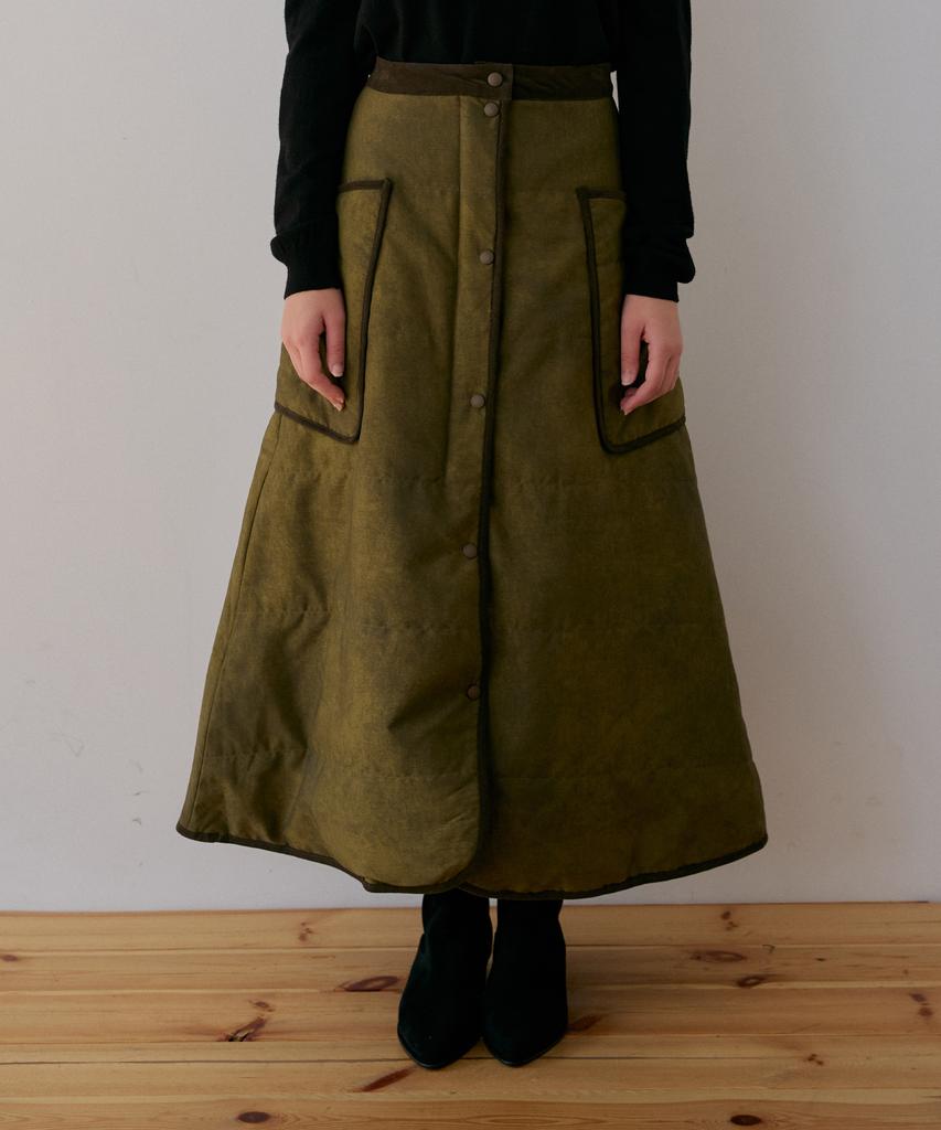 Odier Pocket Long Padded Skirt - Khaki