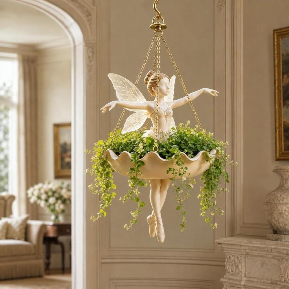 Elegant Fairy Flower Pot Vintage Girl Hanging Plant Basket Indoor Decor