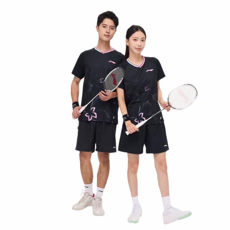 Men's Li-Ning Badminton Collection Badminton Jerseys Unisex Obsidian Black V-neck Thin