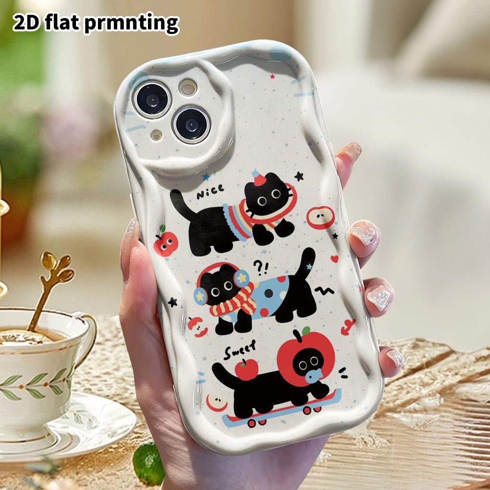 Phone Case: 2D Flat Design Suitable for iPhone 18 17 16 15 14 13 Pro Protective Case, Apple Little Black Cat, Perfect Christmas and Halloween Holiday