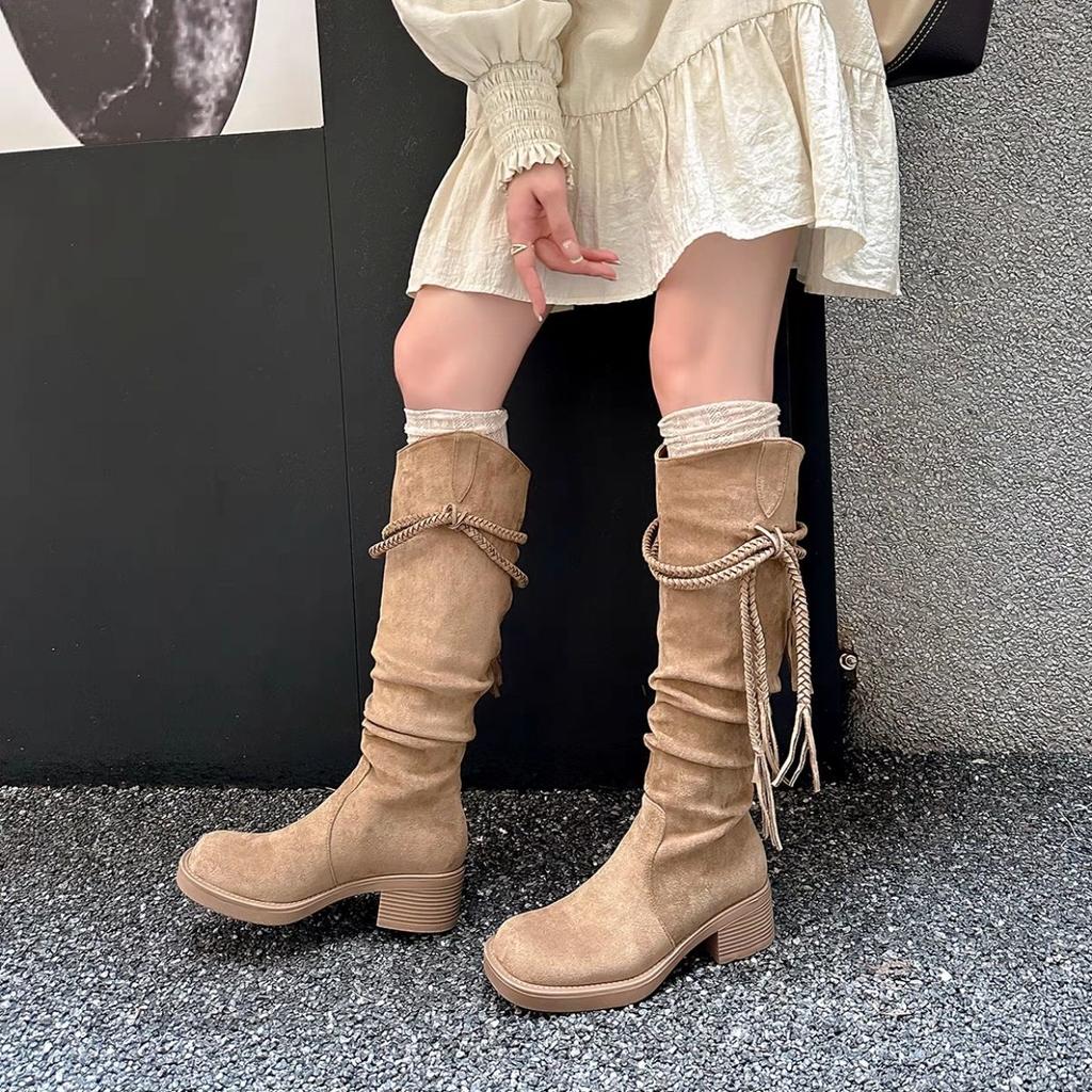 Fashion 2025 Novelty Suede Platform Half High Boots for Women Chic and Elegant Gyaru Sale Work New Goth Hot Luxury Mid Calf Shoes Woman
