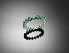 Wooing 4-Prong 3Mm Silver Compass Layering Ring Green Stone