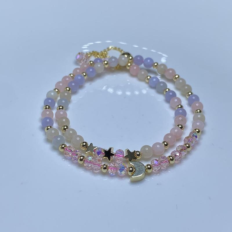 Wholesale Natural Crystal Morgan Double Circle Bracelet Starry Sky Sweet and Fresh Girl Bracelet Bracelet