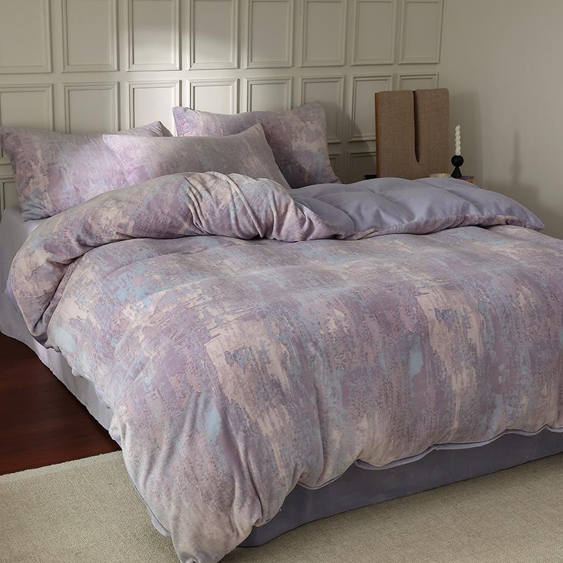 

Thickened Milk Fleece Four-Piece Coral Fleece Baby Fleece Sheet Quilt Cover, Pillowcase/Pair, Bach-Milk 180 * 230Cm single sheet