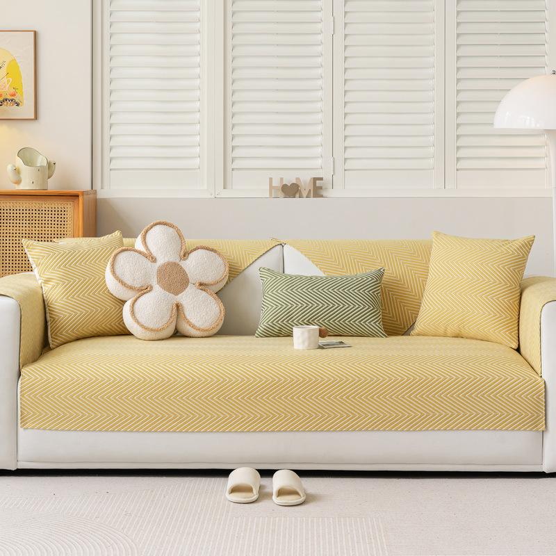 Herringbone Sofa Cushion, Non-Sticky Hair, Nordic Wind Green Sofa Cushion, Universal Chenille Sofa Cover For All Seasons