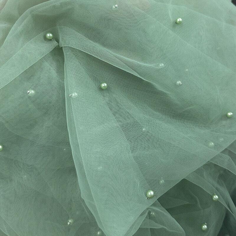 150cm Pearl Mesh Soft Tulle Mesh Fabric for Wedding Dress Party Material DIY Sewing Craft Dress Supplies Dining Table Decoration