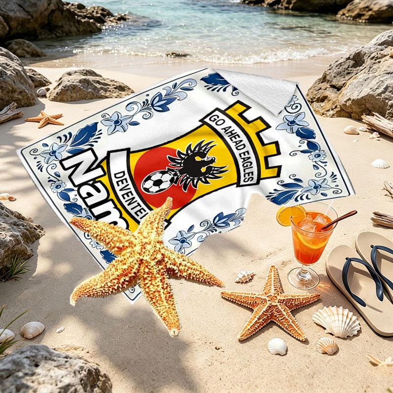 Personalisierbares Strandtuch mit Aufdruck der Go Ahead Eagles und individuellem Namen, für Reise, Camping, Strandparty, Heimdekoration, Geburtstagsgeschenk für Familie & Freunde