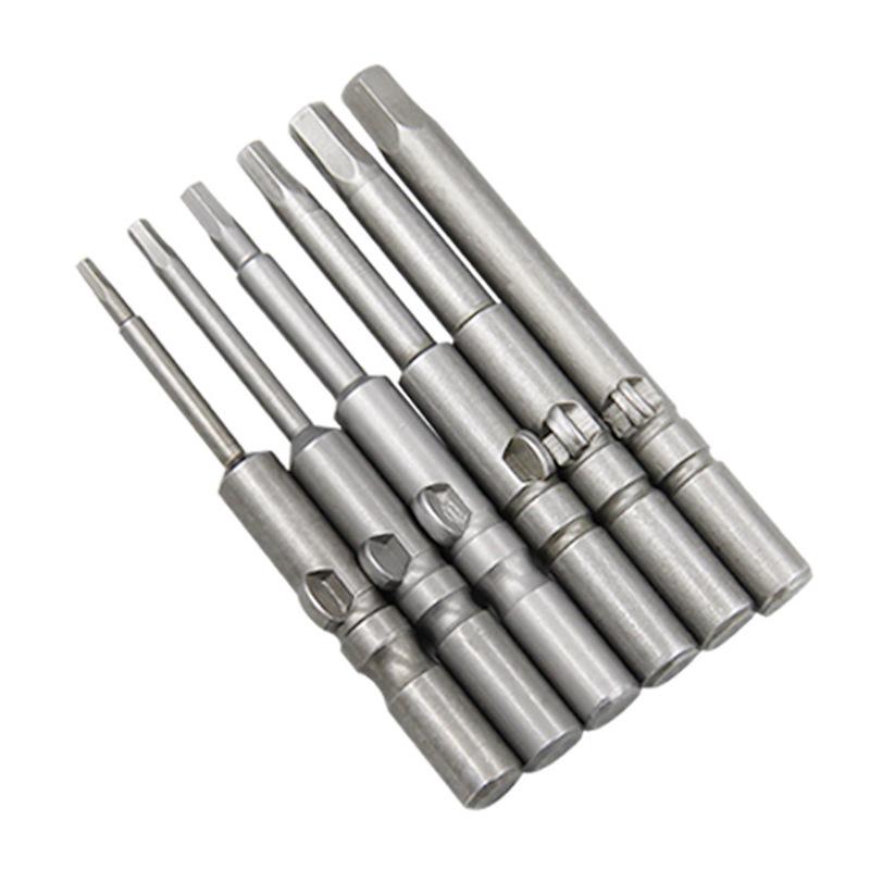 802 S2 Steel Electric Screwdriver Bit Set with Magnetic Holder, Inner Hex Socket, 6mm Shank.