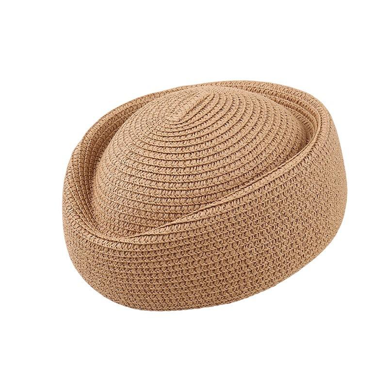 Simple solid color straw beret children spring and summer fashion casual painter bud hat stewardess hat shows small face