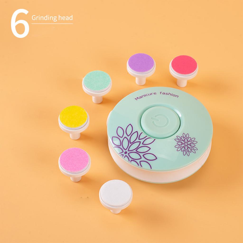 Electric Nail File with 6 Replacement Head Easy To Use Safe Nail Drill Machine for Kids Women Men