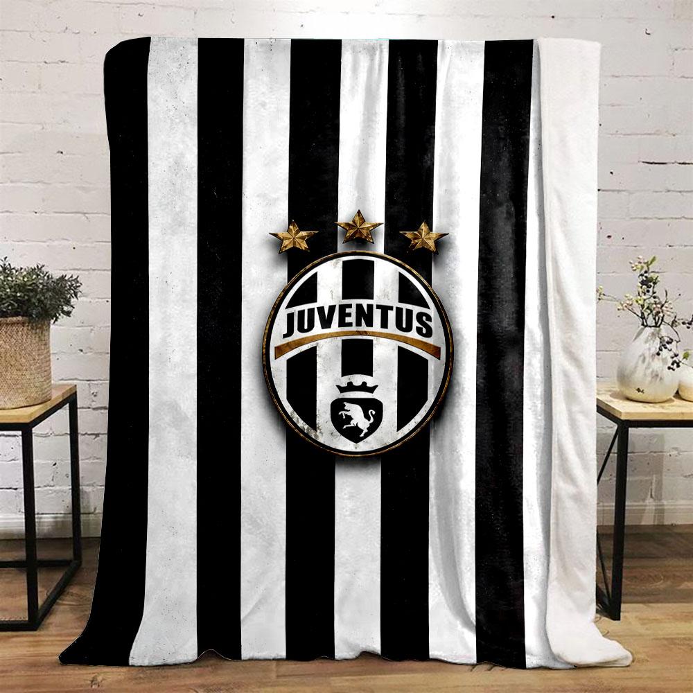 Juventus Logo with Striped Background Patterned flannel blanket perfect for the bedroom living room, sofa, or a little nap