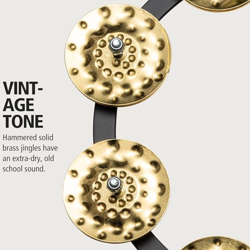 MEINL Percussion Headliner Series Hi-Hat Tambourine, Hammered Brass, 1-Row, HTHH1B-BK