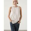 MD Women's French Style Temperament Normcore Creamy-white Asymmetric Hem Textured Sleeveless Shirt 05108691710