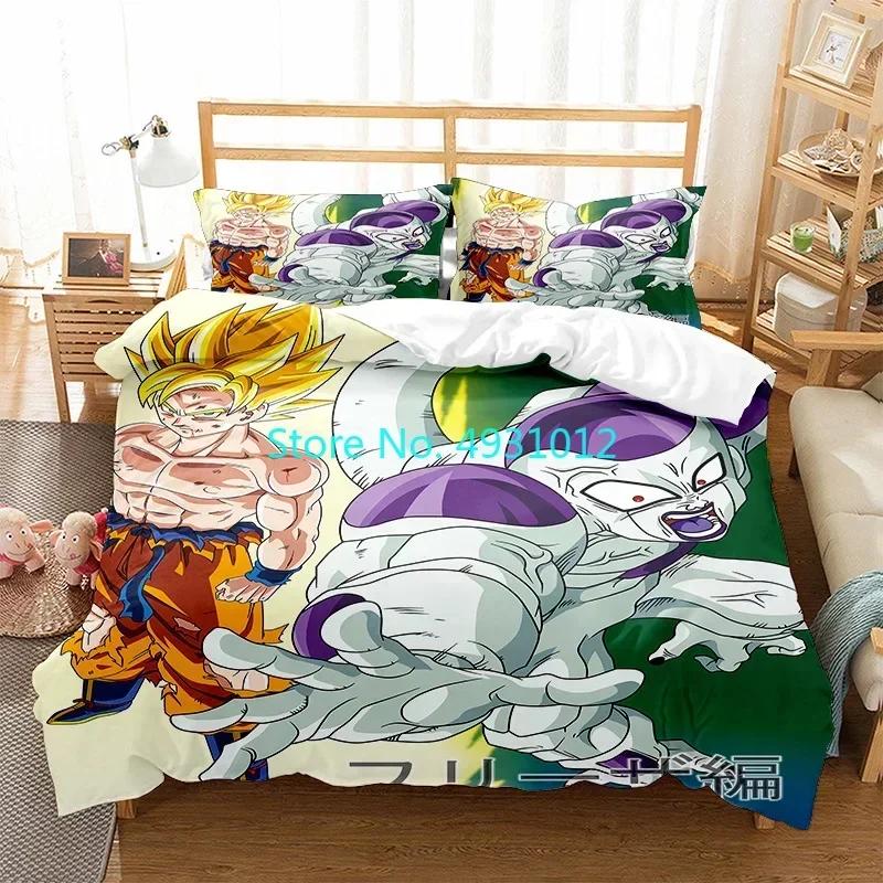 Cool Super Dragon Ball Z Son-Goku Anime Japanese Bedding Set Pillowcase Bedclothes 3D Print Kids Boy Quilt Duvet Cover Gift
