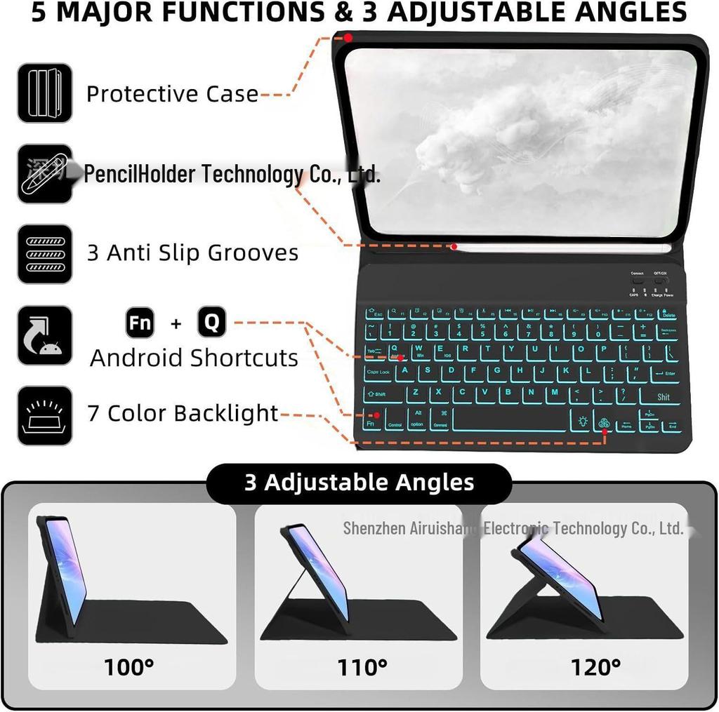 Samsung Galaxy Tab S11 Backlit Bluetooth Keyboard Case with Pen Slot